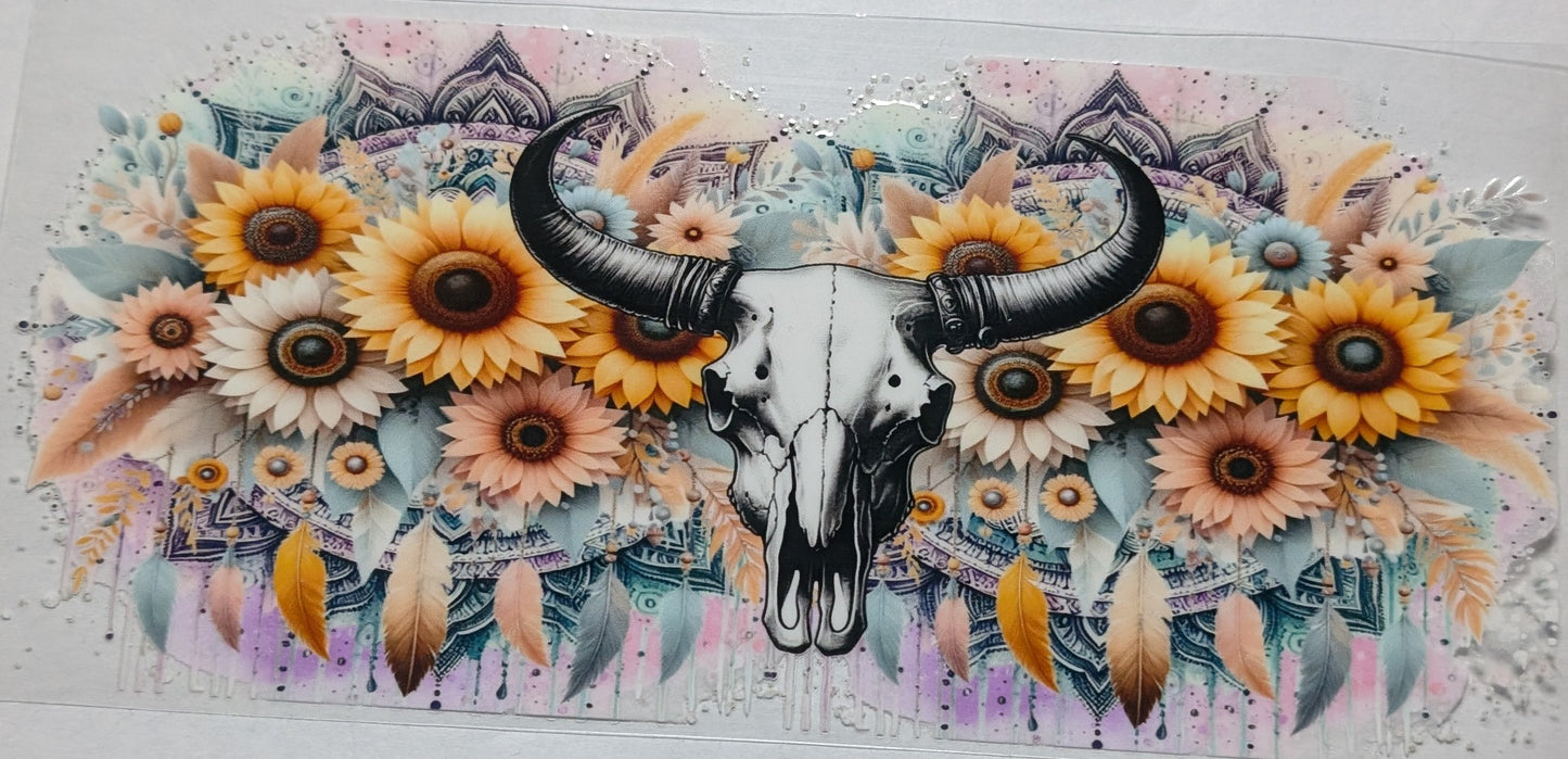 Flowers with Cow Skull