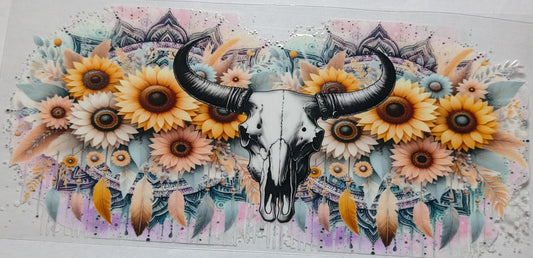 Flowers with Cow Skull