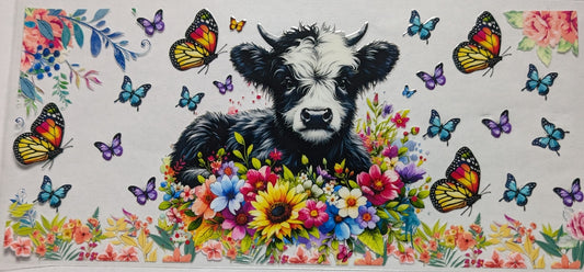 Highland Cow Flowers & Butterfly's